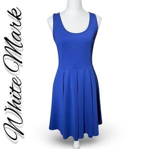 WHITE MARK Royal Blue, Fit & Flare Dress, Scoop Neck, Sleeveless, Size S